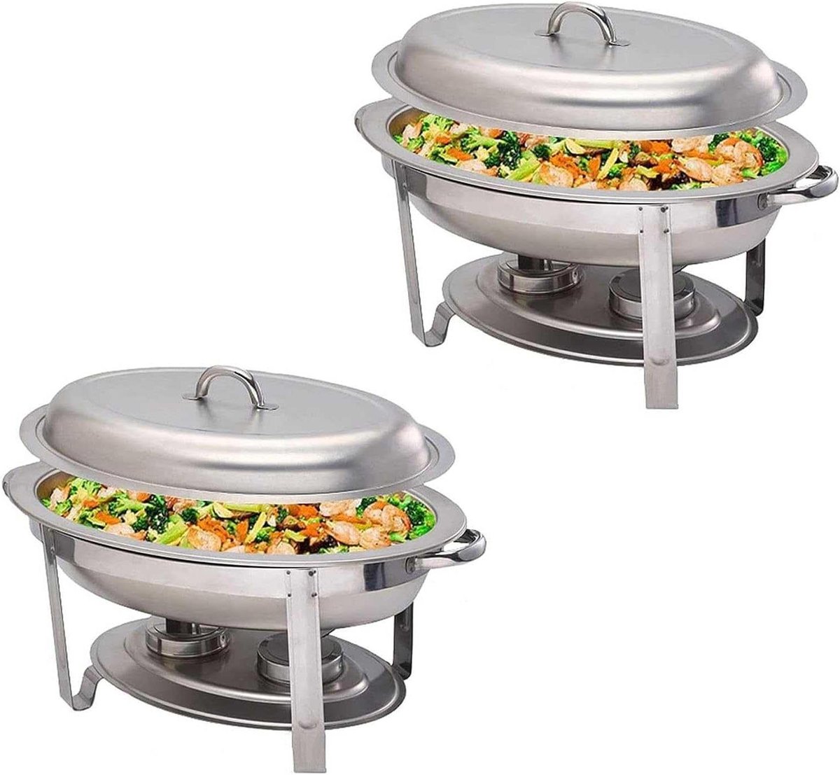 Voedselverwarmer Set - Buffet Server - Eten Warm Houden - Duurzaam Roestvrij Staal - 55 Liter Capaciteit - Zilver