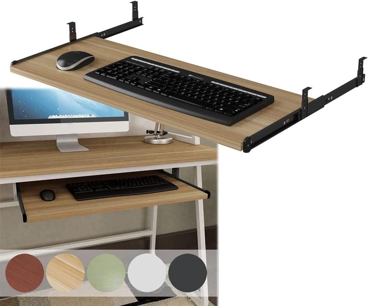 Houten Toetsenbord Lade - Onderbouw Lade - Bureau Organisatie - In hoogte verstelbaar - 55-70 cm breed - Natuurlijk Hout