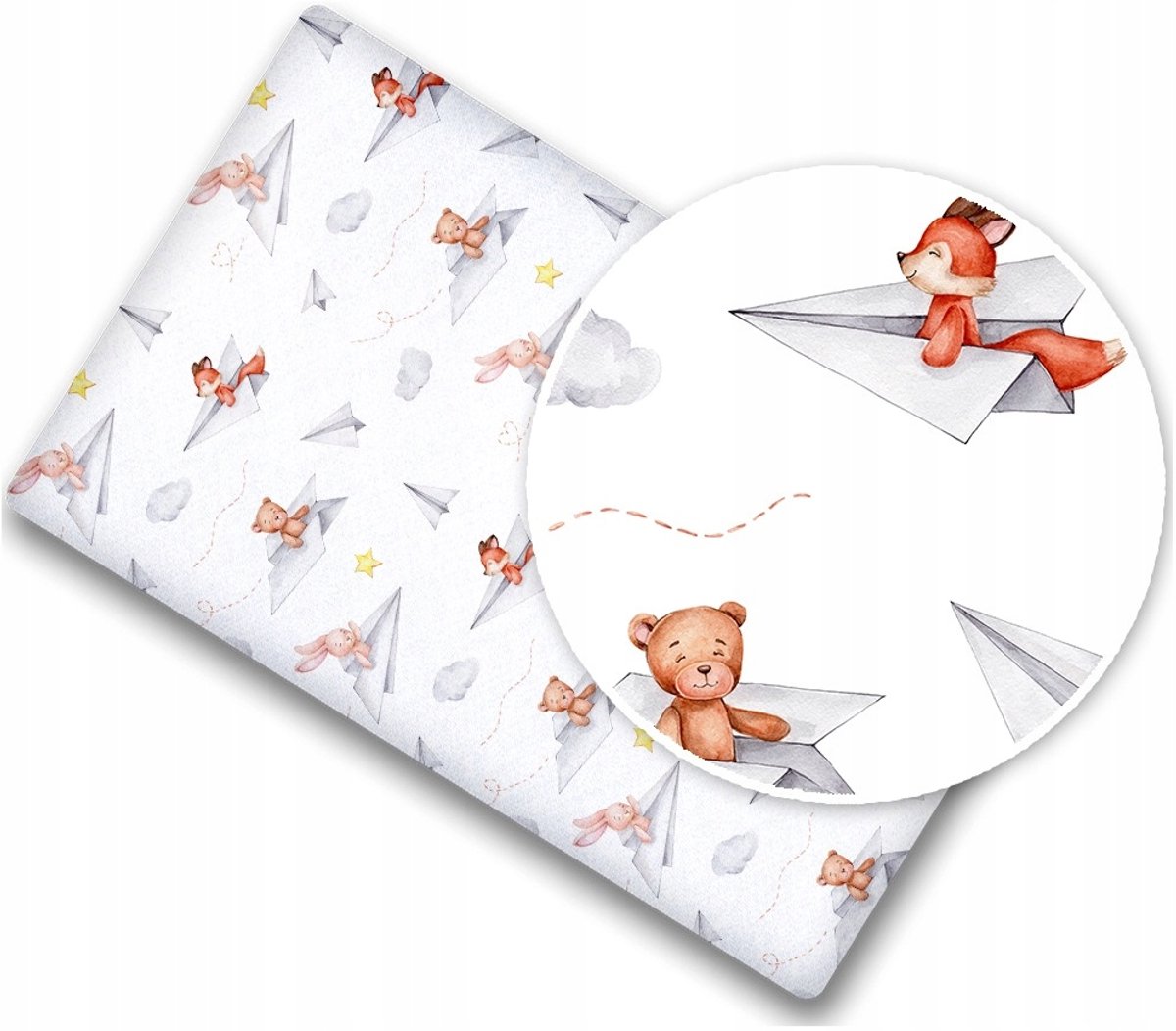 Babymam Hoeslaken 120x60cm Katoen met Elastiek - Vlieger Thema