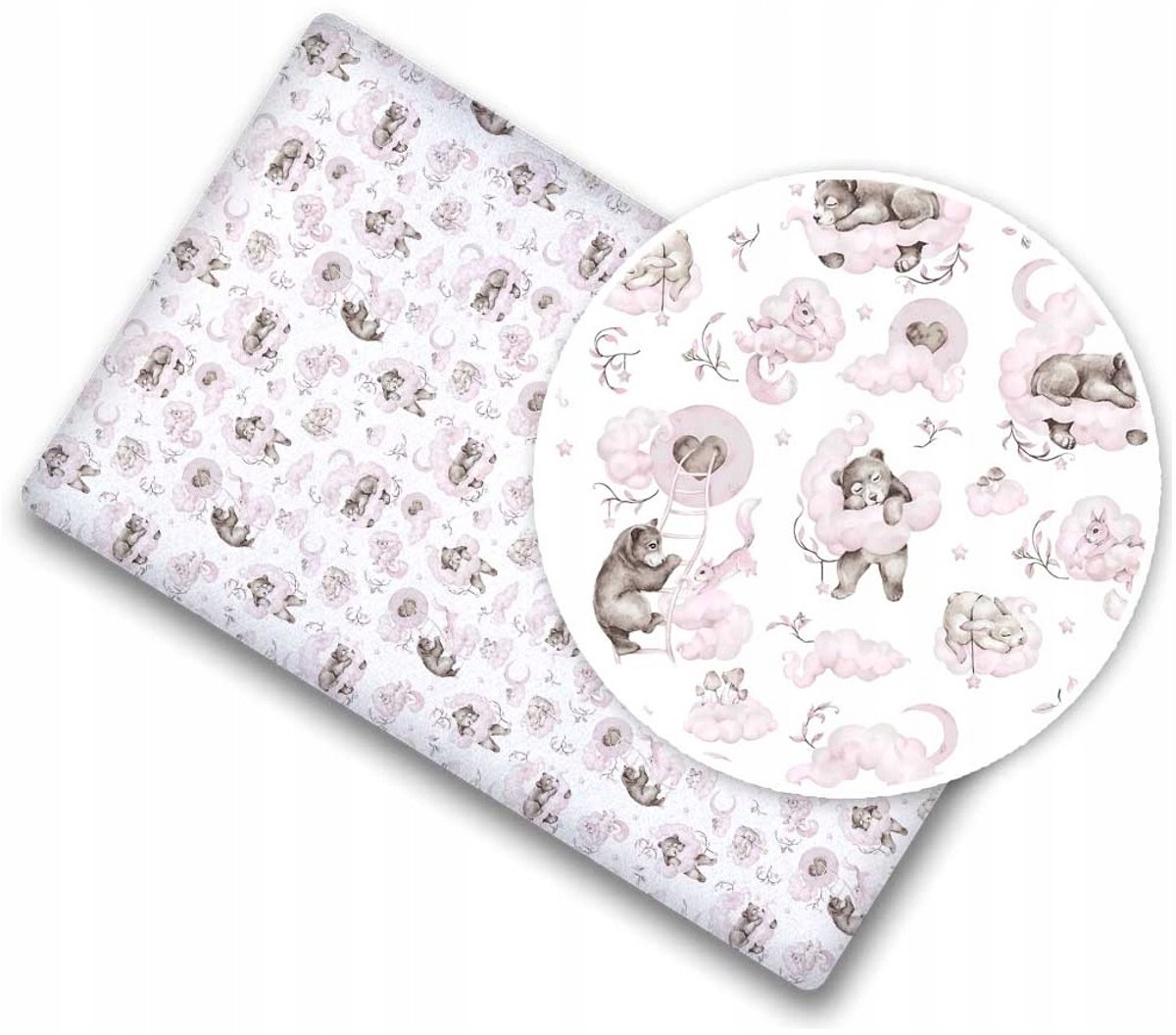 Babymam Hoeslaken Kinderbed 120x60cm Katoen Roze Beren