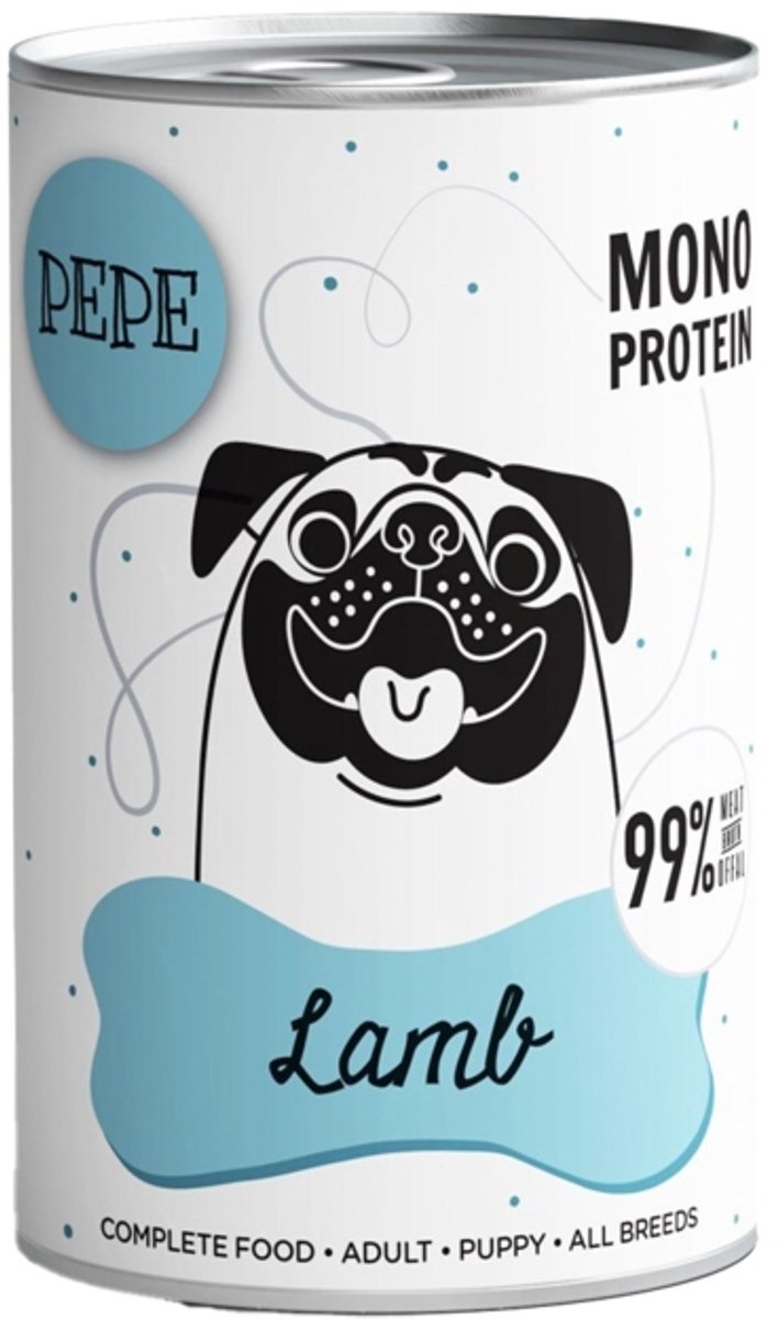 Paka zwierzaka Paka Zwierzaka Pepe Serie - Hondenvoer - Lam - Monoproteïne - 6x400g