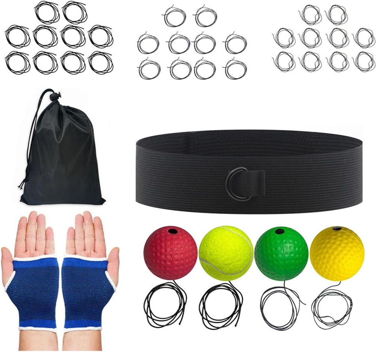 Boksen Training Bal - Reflexbal Hoofdband - Verbeteren Reflexen - Lichtgewicht Ontwerp - 6 cm - Multicolor