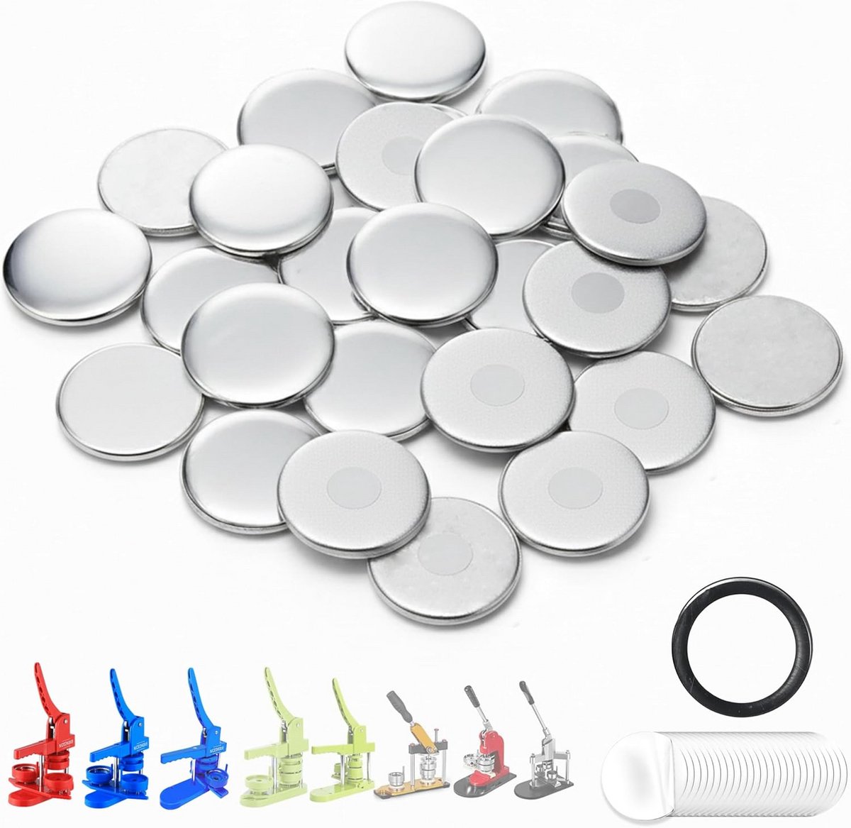 Magneet Onderdelen - Knop Maker - Koelkast Decoratie - 25 Sets - 58 mm - Grijs