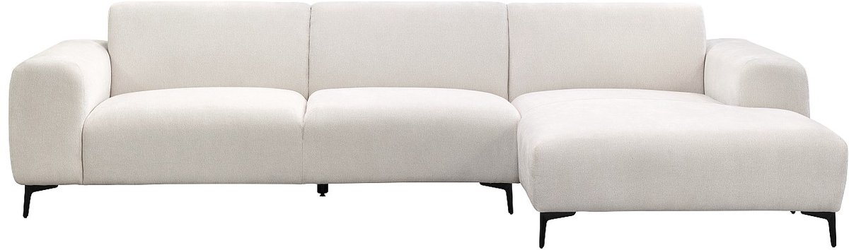 Vente-unique Hoekbank rechts in getextureerde beige stof SAPIGO