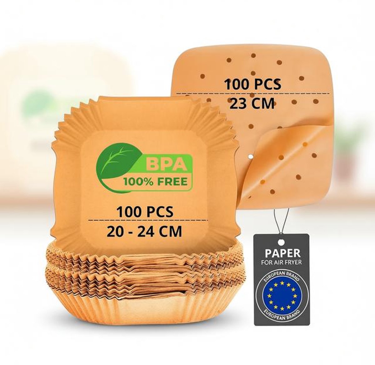 Maison Elara Airfryer bakpapier set 200 stuks - 20-24 cm - vetbestendig en BPA-vrij