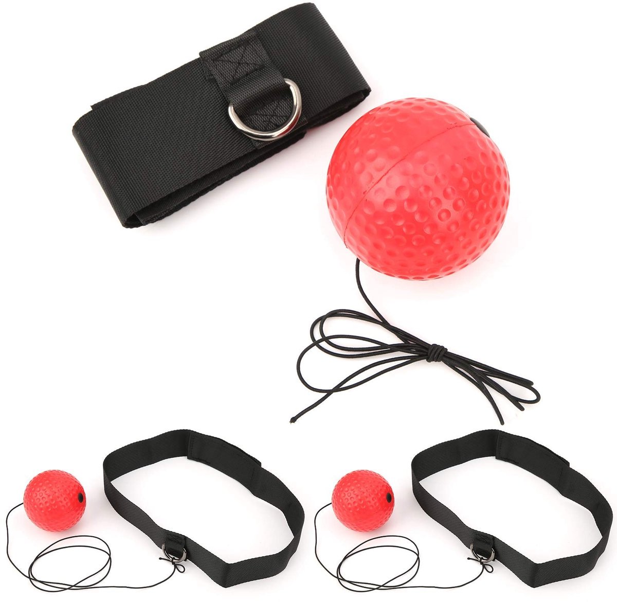 Dailygoods- Boksreflexbal - 3-delige set - Hoofdband - Geschikt voor kinderen/volwassenen - Veilig en lichtgewicht - Eenvoudige installatie - Boksbal