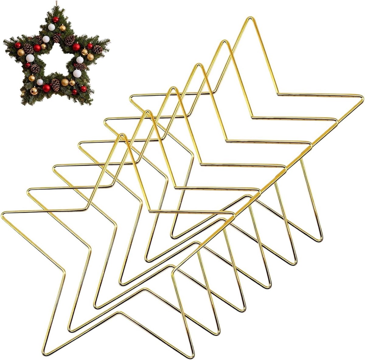 Decoratieve lijsten - Stervorm ringen - Kransen maken - Sterk metalen frame - 6 stuks 30 cm - Zwart