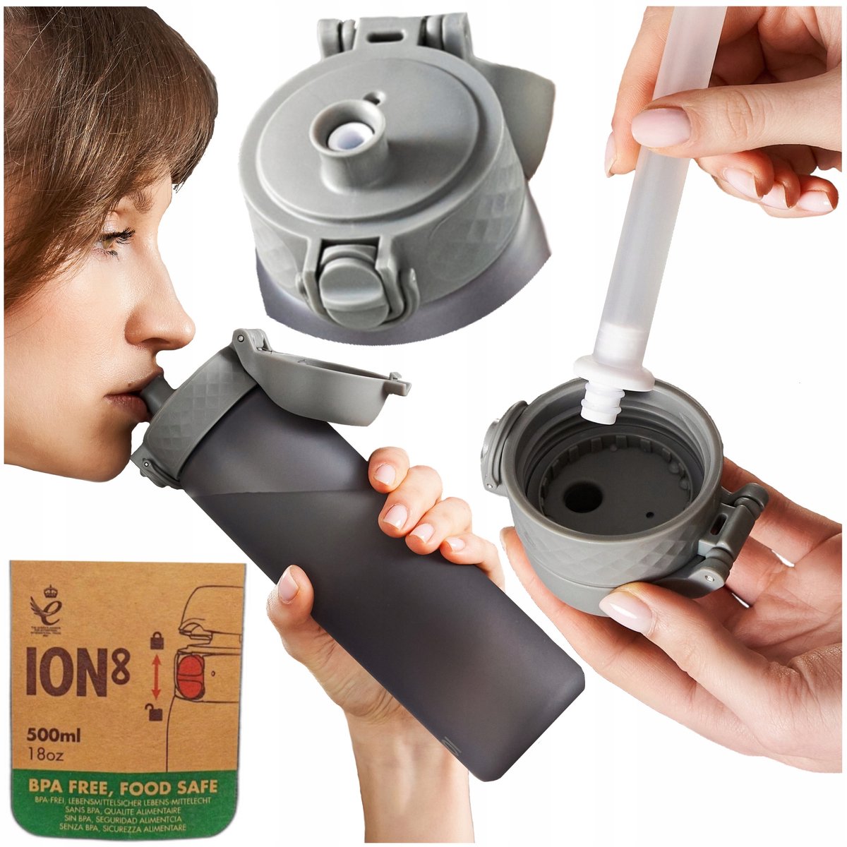 ION8 Kinder Drinkfles met Rietje & Lekvrije Sluiting - 0,5L BPA-Vrij