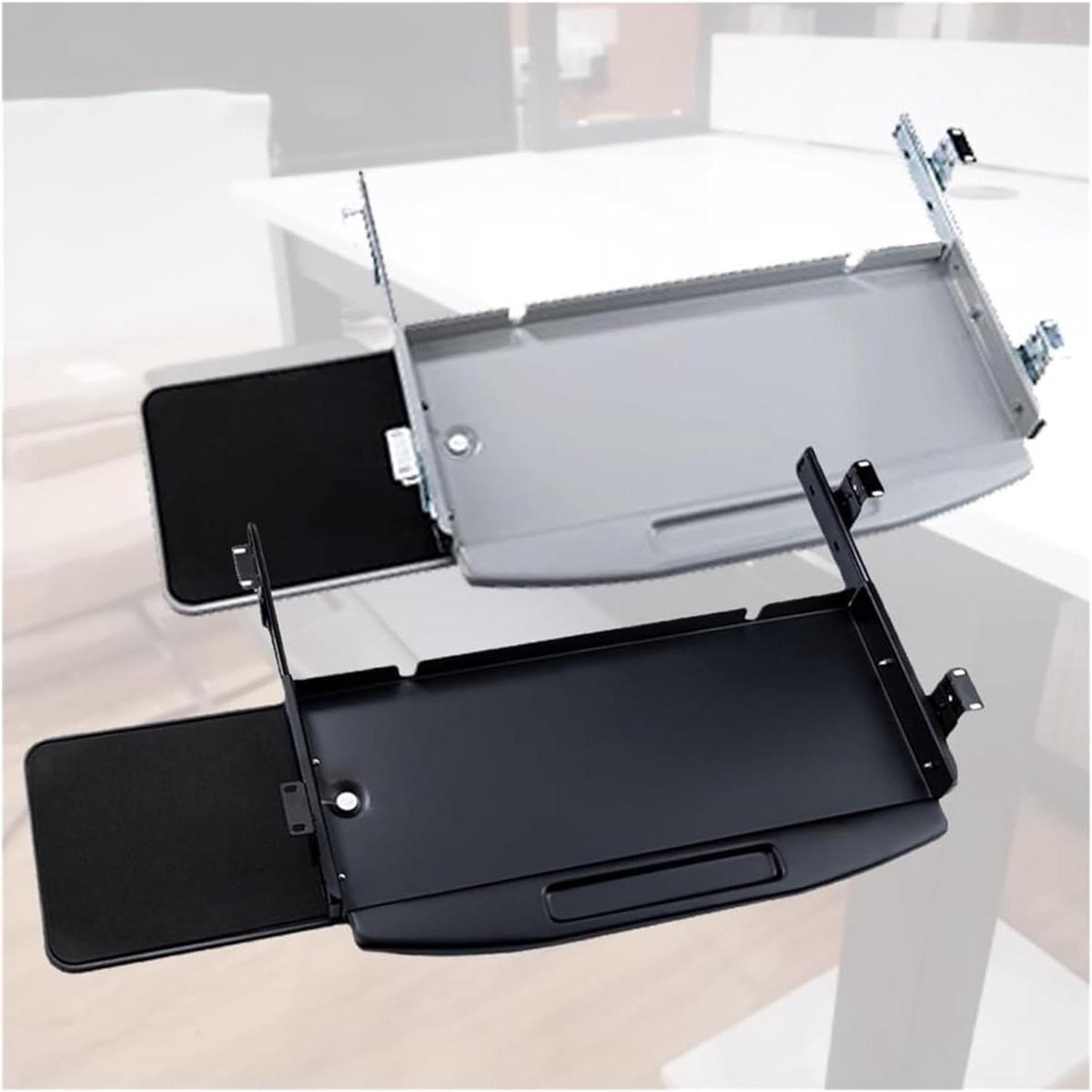 Toetsenbordlade en Muisplateau - Intrekbaar Platform - Bureau Organisatie - Onder Bureau Montage - 48.5 x 19.5 cm - Grijs