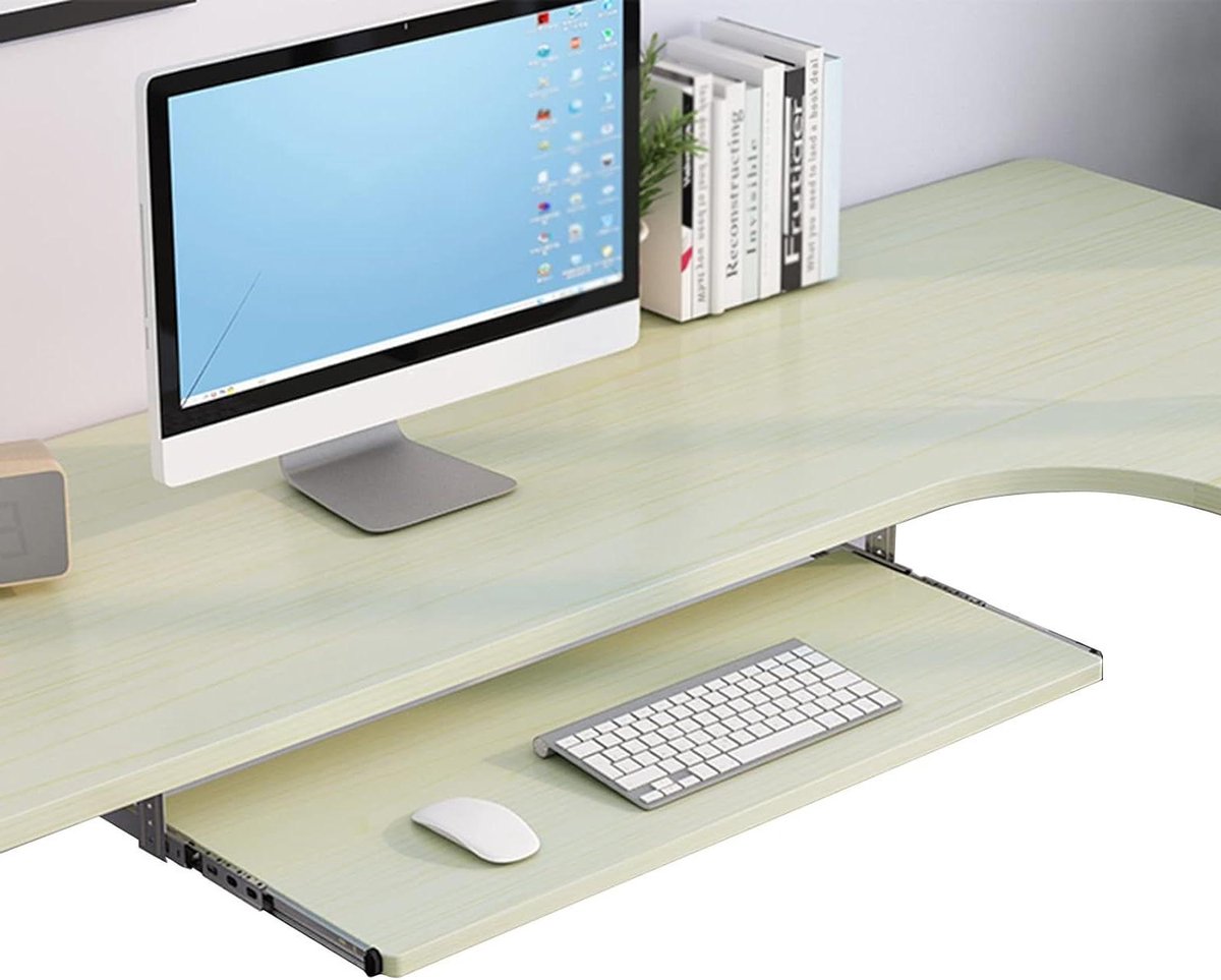 Houten Toetsenbordlade - Bureau Organizer - Werkplek Inrichten - Uittrekbaar Onder Bureau - 70x30 cm - Teak