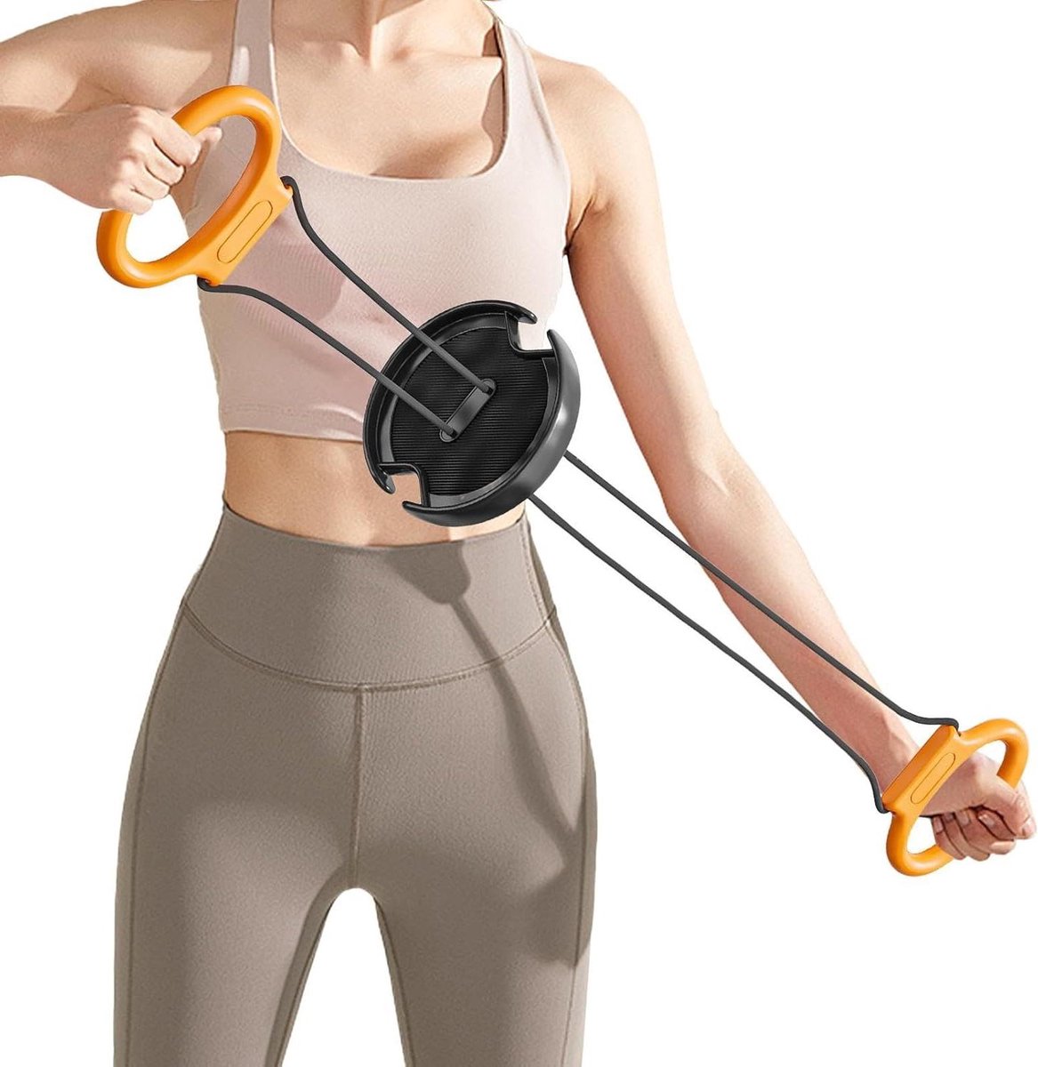 Armkrachttrainer - Borst Expander - Spierversterking - Draaibaar Vliegwiel - 76 cm - Zwart