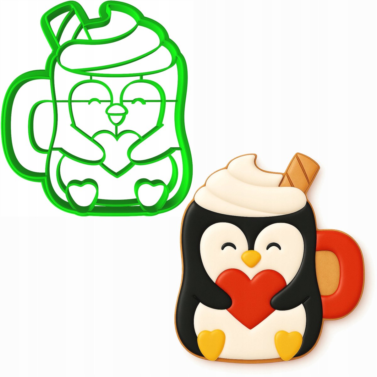 Kerstkoekjesvorm Pinguïn Mok 8cm - Bakvorm voor Koekjes & Peperkoek