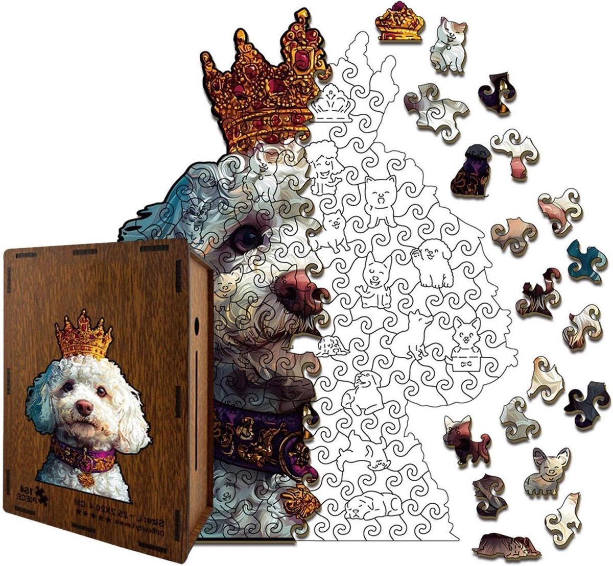 Houten Hondenpuzzel - Hersenbreker Spel - Ontspanning Thuis - Creatief Ontwerp - 19 cm - Niet gespecificeerd