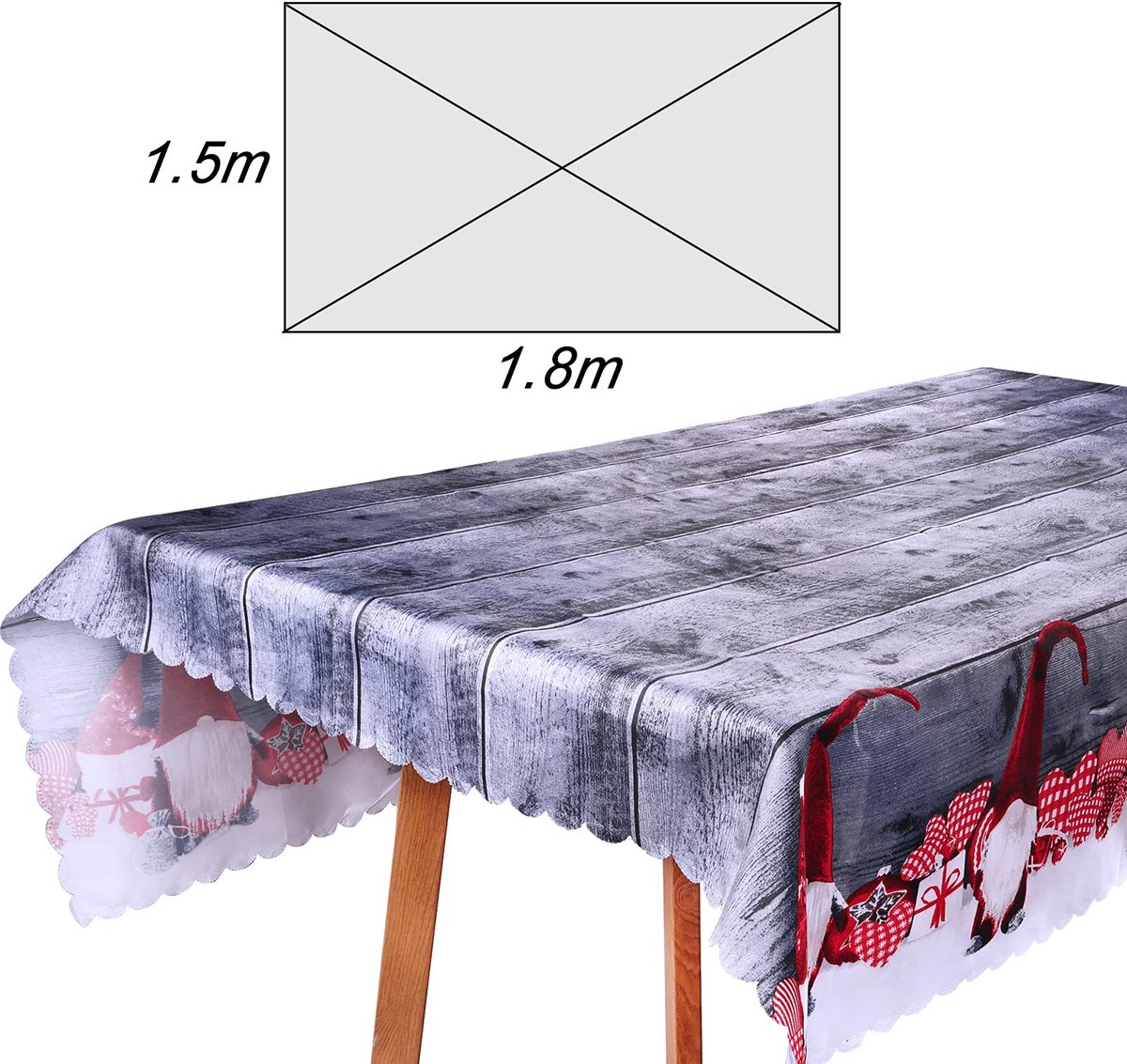 VLEMICO- Kersttafelkleed Rechthoekig 150 x 180 cm - Wasbaar - Vlekbestendig - Kunststof - Multifunctioneel - Feestelijke sfeer - Tafelkleed