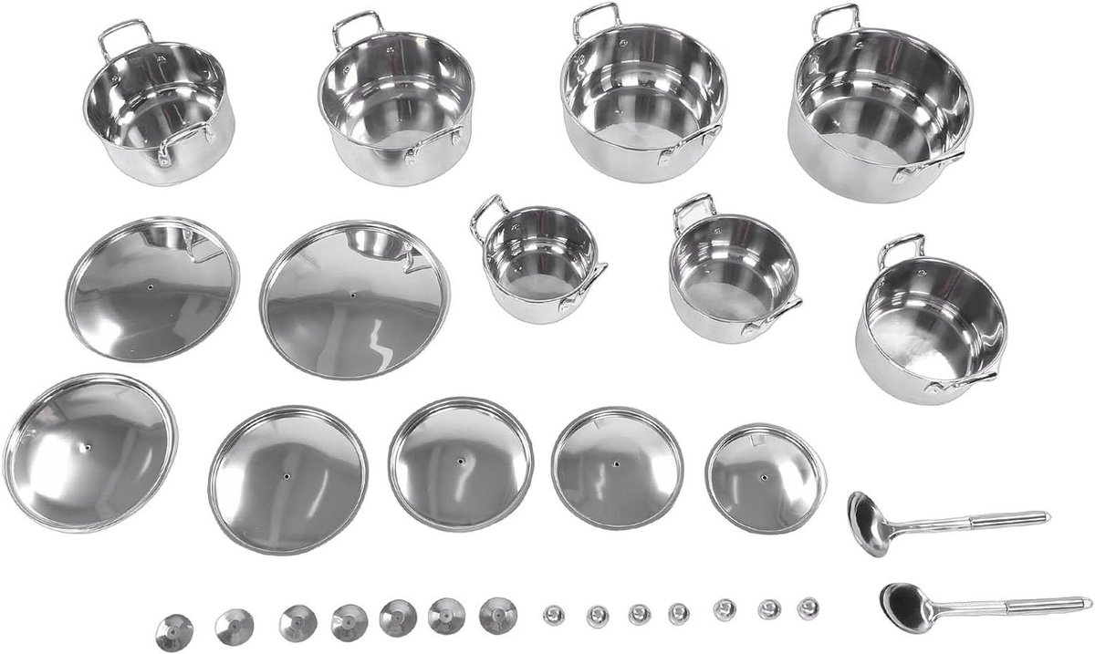 Pannen set - Kookgerei roestvrijstaal - Gezinsmaaltijden bereiden - Vaatwasmachinebestendig - Maten 16-28 cm - Zilver