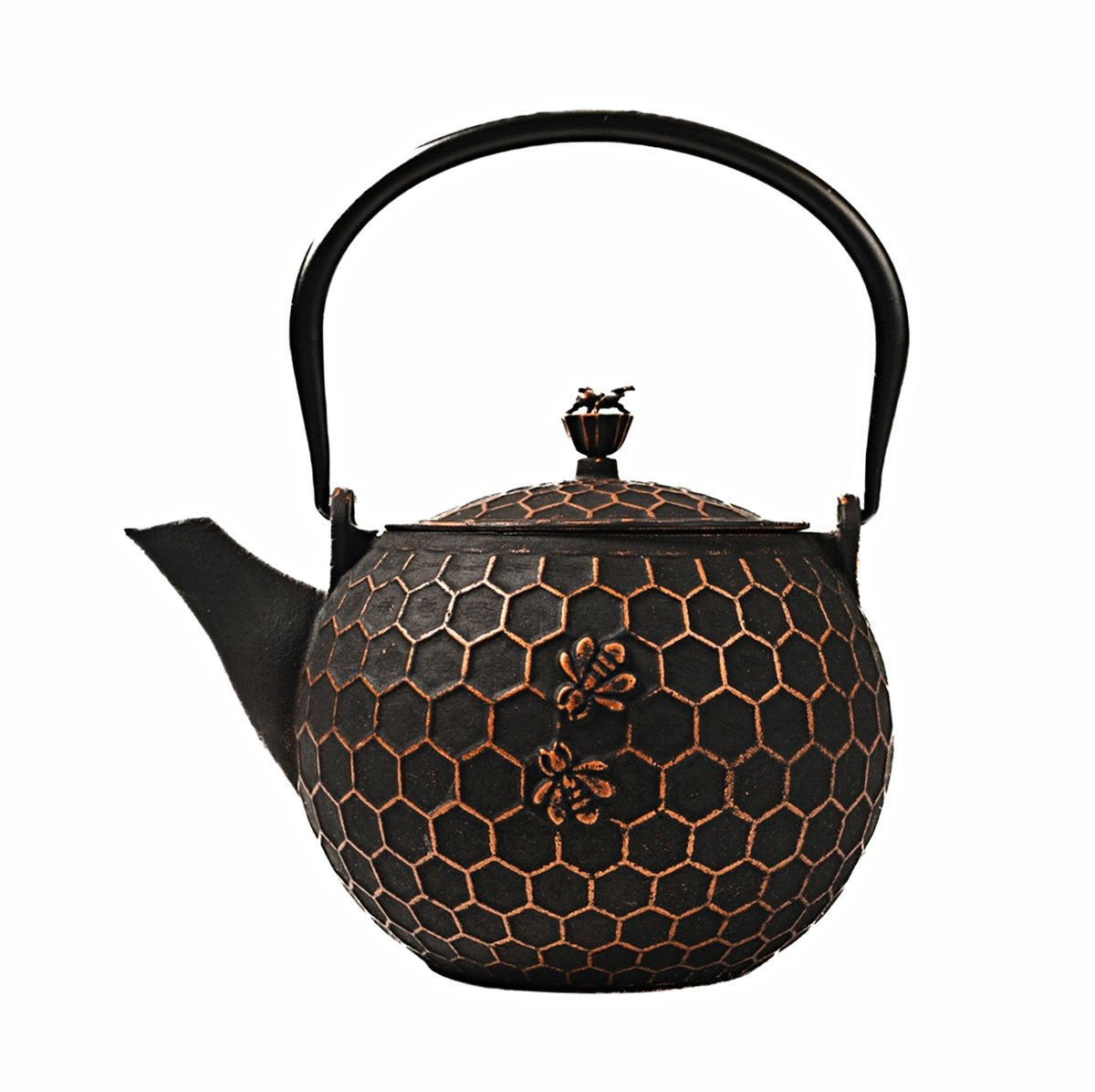 Gietijzeren Theepot 1.8L met Honingraat Design & Zilveren Zeef