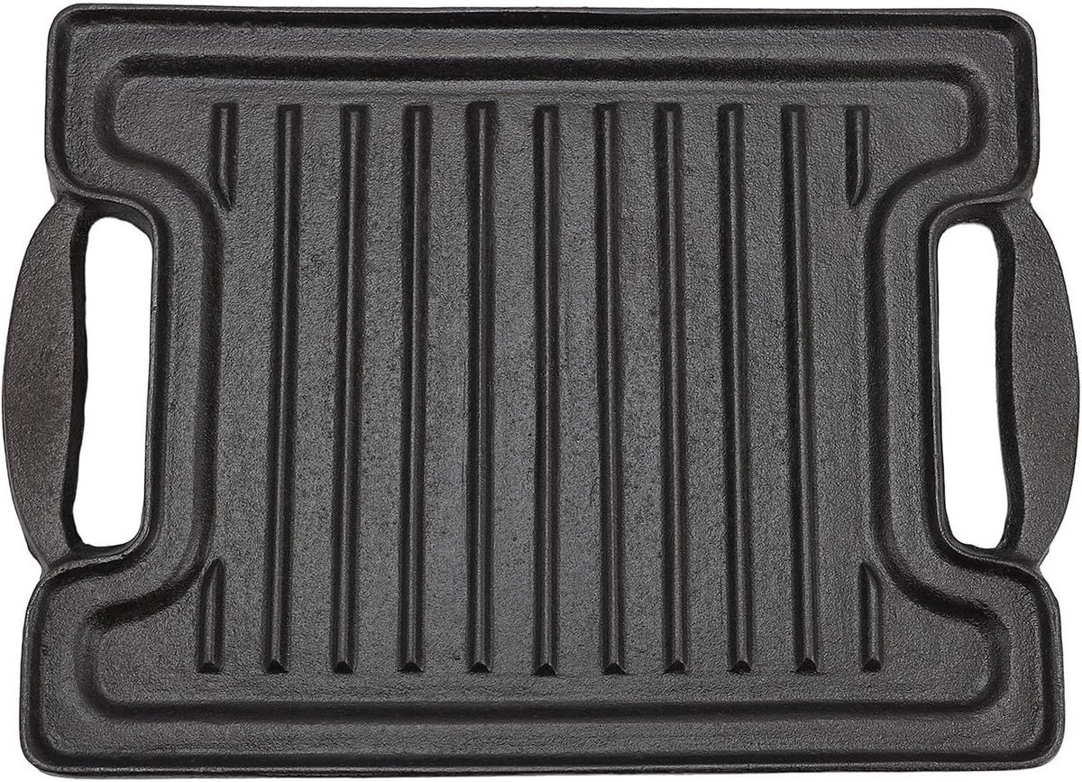 Gietijzeren Grillplaat Omkeerbare Bakplaat Buiten Koken Gelijkmatige Warmte 36x36 cm Zwart