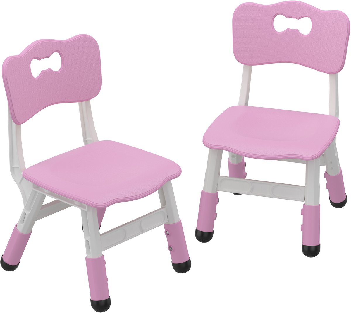 Set van 2 Verstelbare Kinderstoelen - Roze- Hoogte in 3 Standen - Ergonomisch Design - Belastbaar tot 80 kg - Stapelbaar & Lichtgewicht - Voor Thuis en School