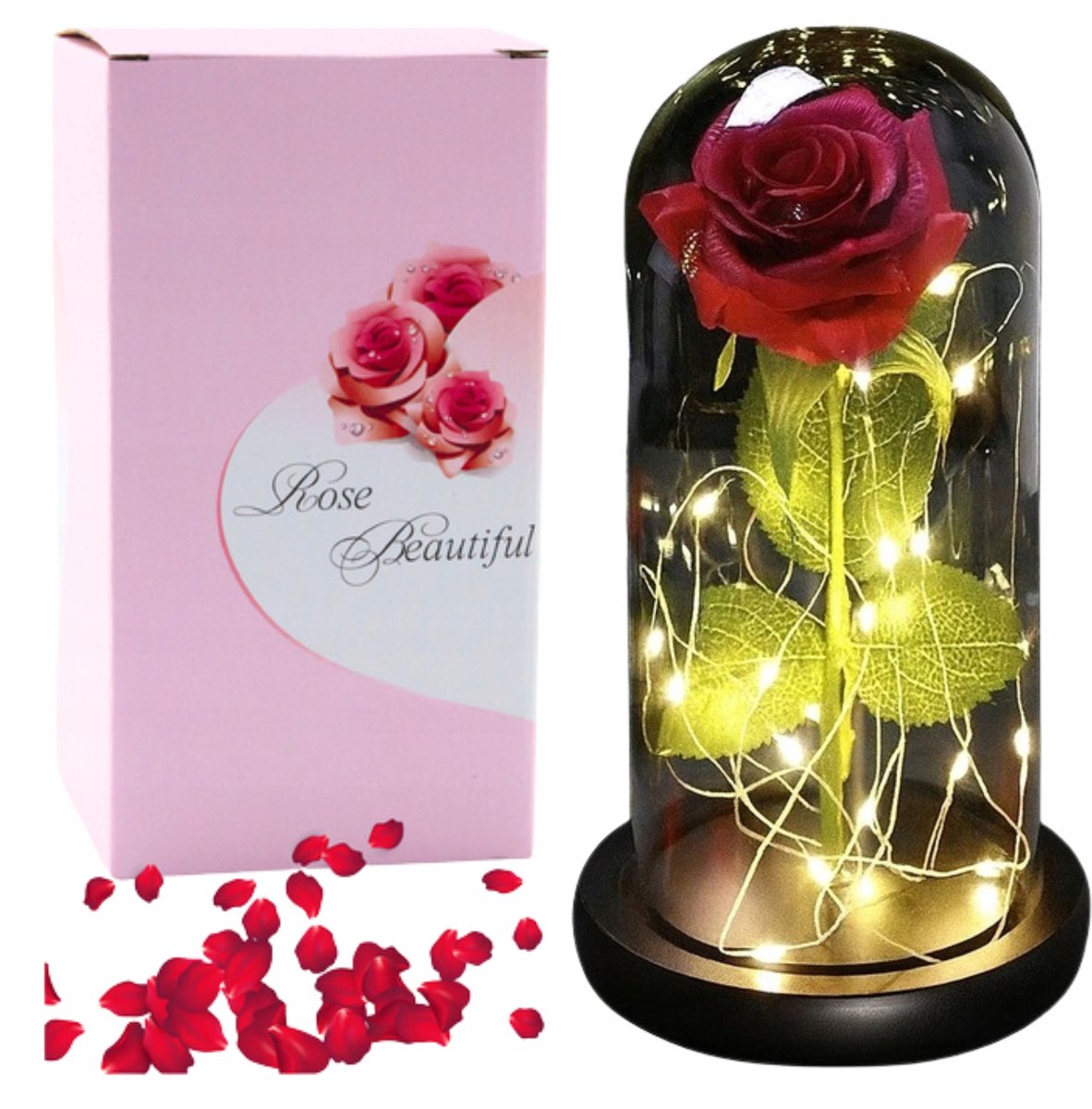 Eeuwige Rode Roos LED Decoratie Graf Herdenking - 21cm