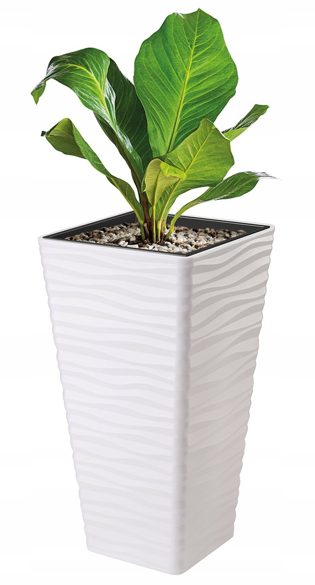 Vorstbestendige vierkante pot met inzet Sahara Slim 30cm Wit H56