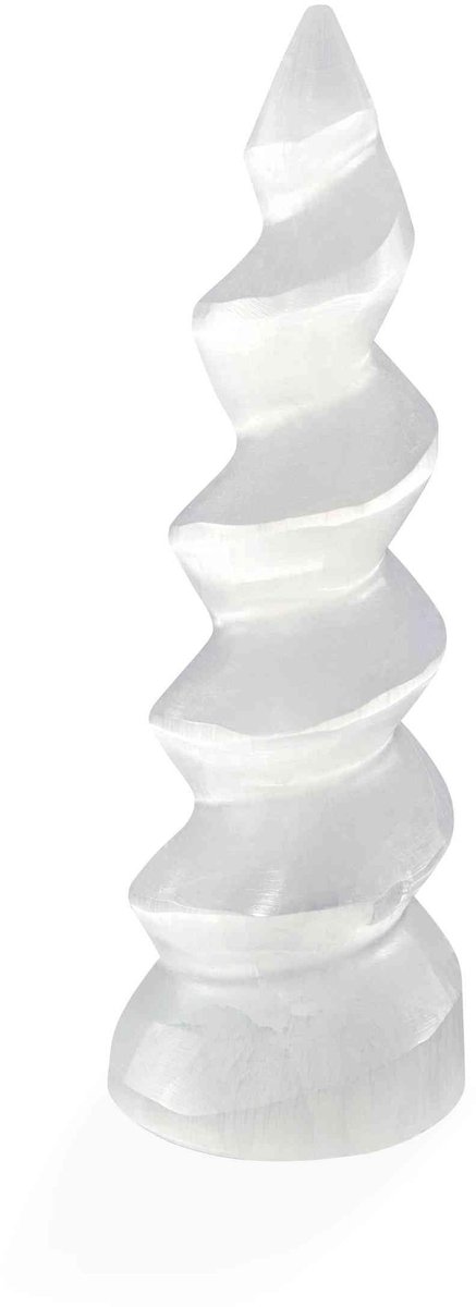 Dailygoods- Seleniet Spiraaltoren 14 cm - Helende Steen - Meditatie - Spirituele Energie - Chakra-compensatie - Elegante Decoratie - Healing Crystal