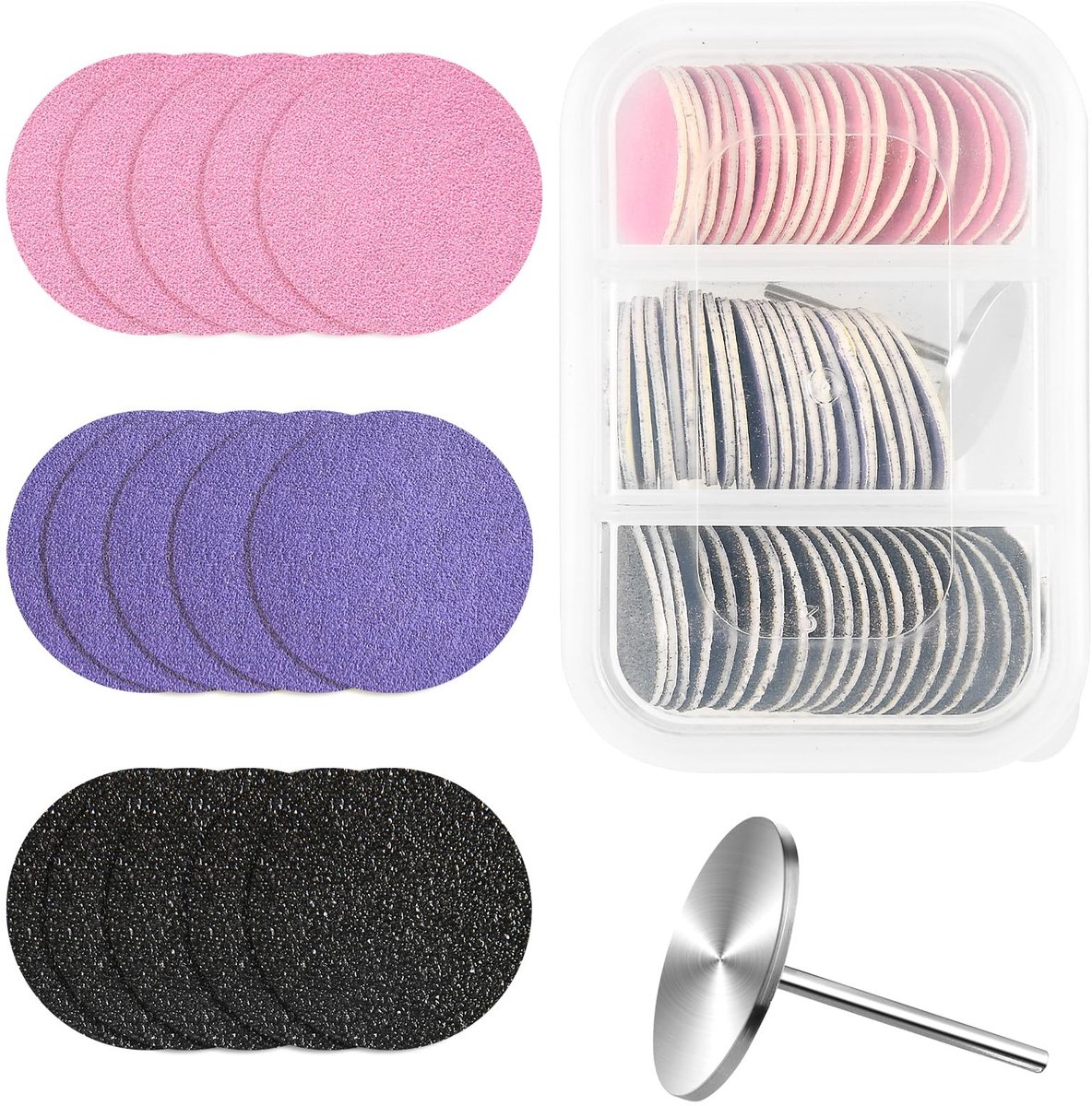 Dailygoods- Schuurpapier Set 60 Stuks - Schuurpapier Driehoek 80#/180#/240# - Schuurpapier 25mm - Schuurpapier Fijn - Schuurpapier Metalen Nagelboor - PP-Box Inclusief - Schuurdiscs