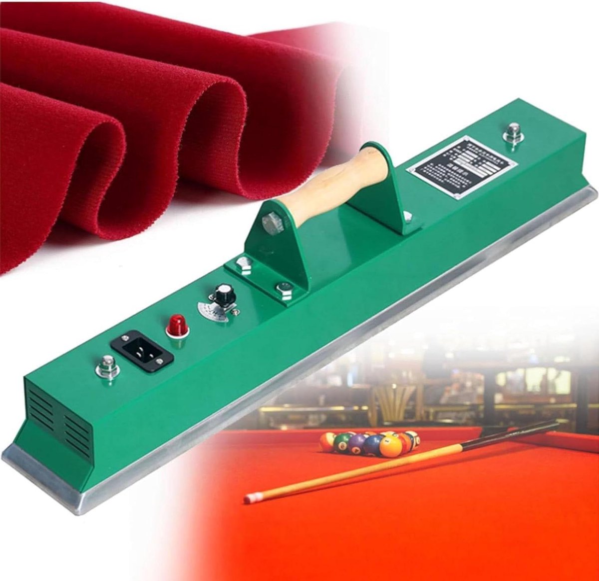 Thermostatische Strijkborstel - Biljart Accessoire - Mat Onderhoud - Gelijkmatige Verwarming - 900 mm - Zwart