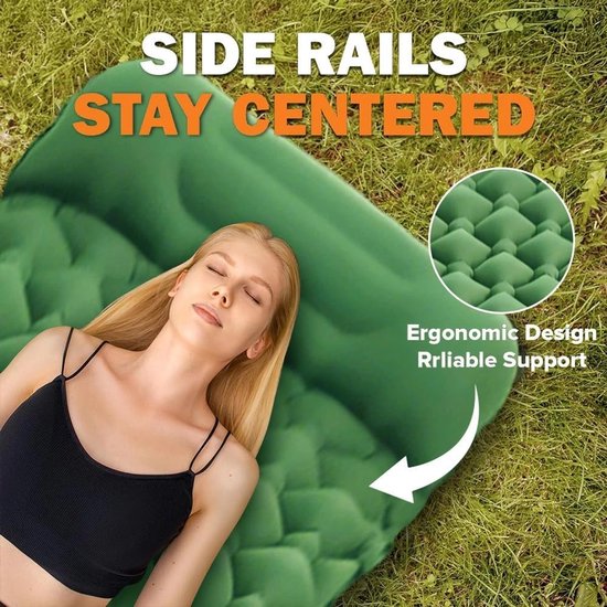Zelfopblazende Isomat - Kampeer Matras - Outdoor Kamperen - Ingebouwde Voetpomp - 190 x 60 cm - Groen — afbeelding 4