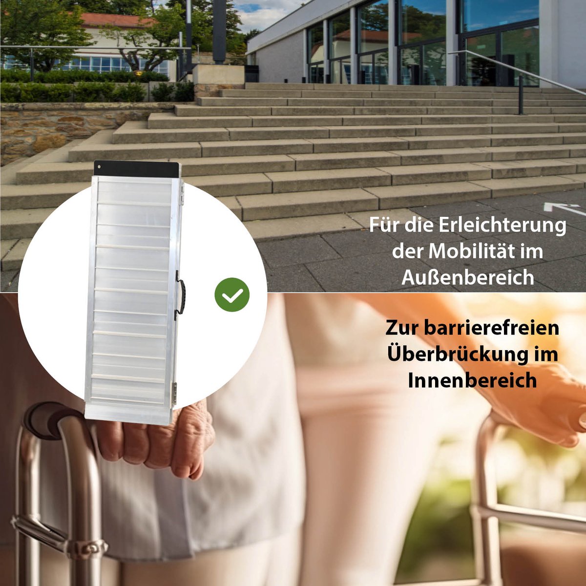 TRUTZHOLM - Rolstoelhelling Opvouwbaar - 91 cm - 272 kg - Aluminium Grijs/Zwart - Mobiele Drempelhulp Rollator Oprijplaat