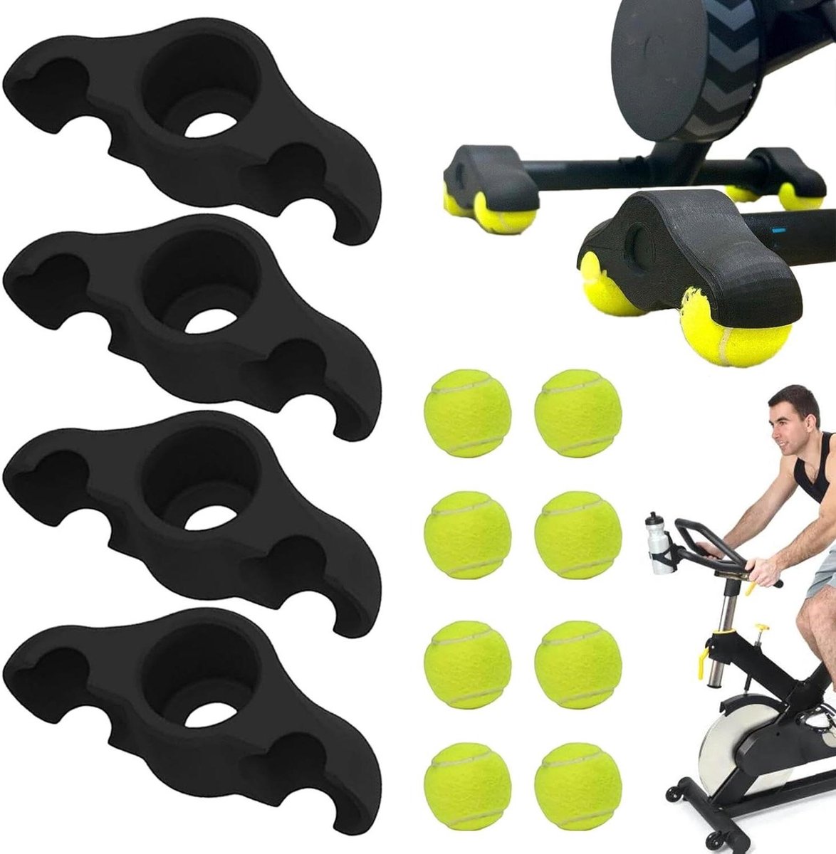 Fiets Adapters - Rocker Voeten - Indoor Training - Verbeterde Stabiliteit - 4 Stuks - Zwart
