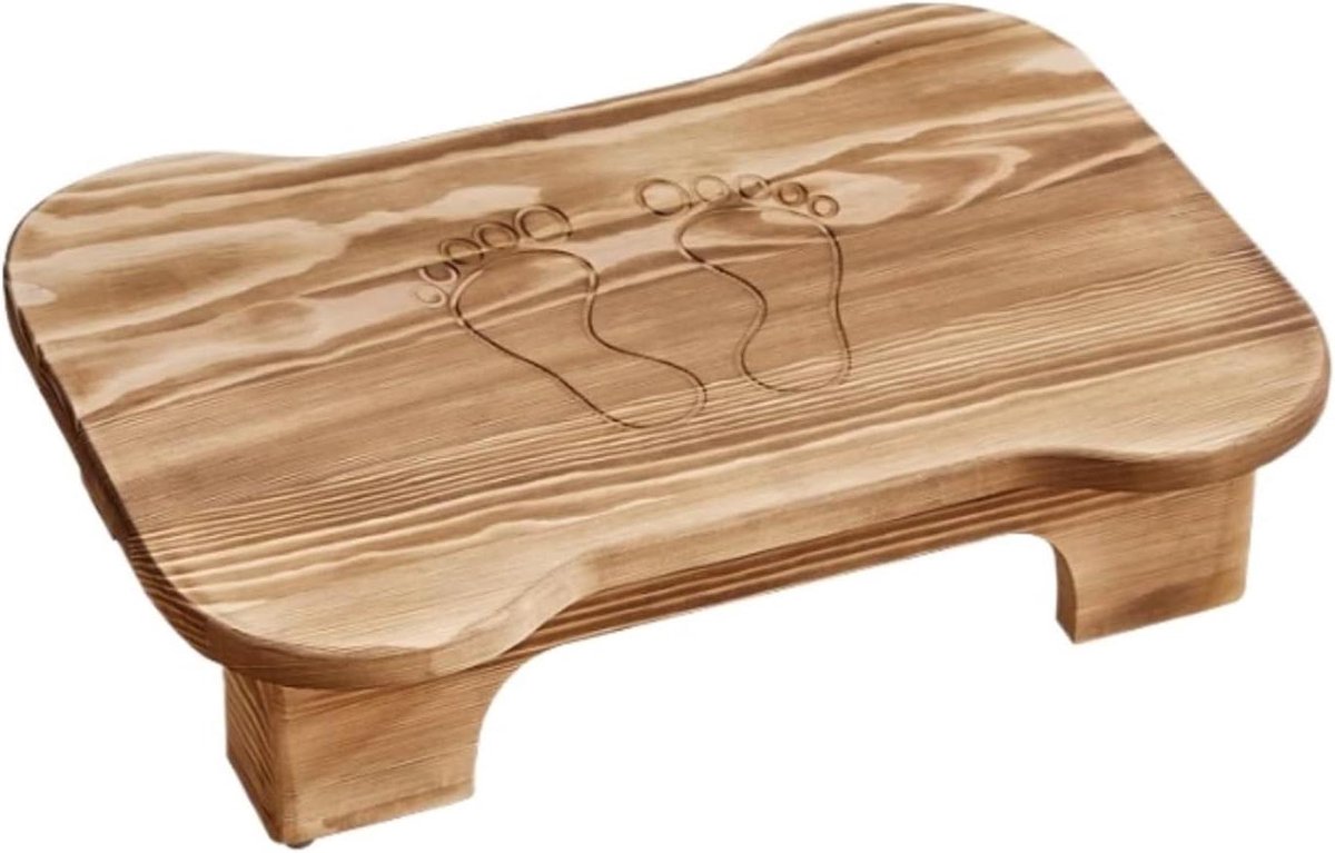 Houten Voetenbankje - Krukje Bijzettafel - Ontspannen Zitten - Veelzijdig Ontwerp - 45 x 32 x 12 cm - Bruin