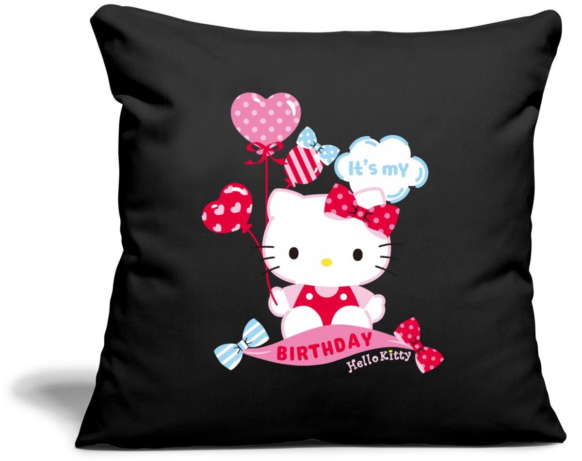 Hello Kitty Met Ballonnen Jarig Ontwerp Sierkussenhoes, 45 x 45 cm