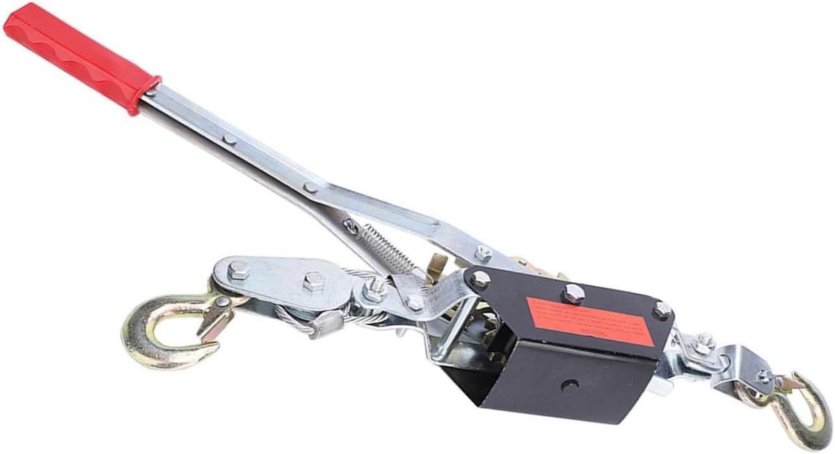 Touwtrekker - Staalkabel trekker - Zware lasten trekken - Dubbel haakontwerp - 2 ton capaciteit - Metaal