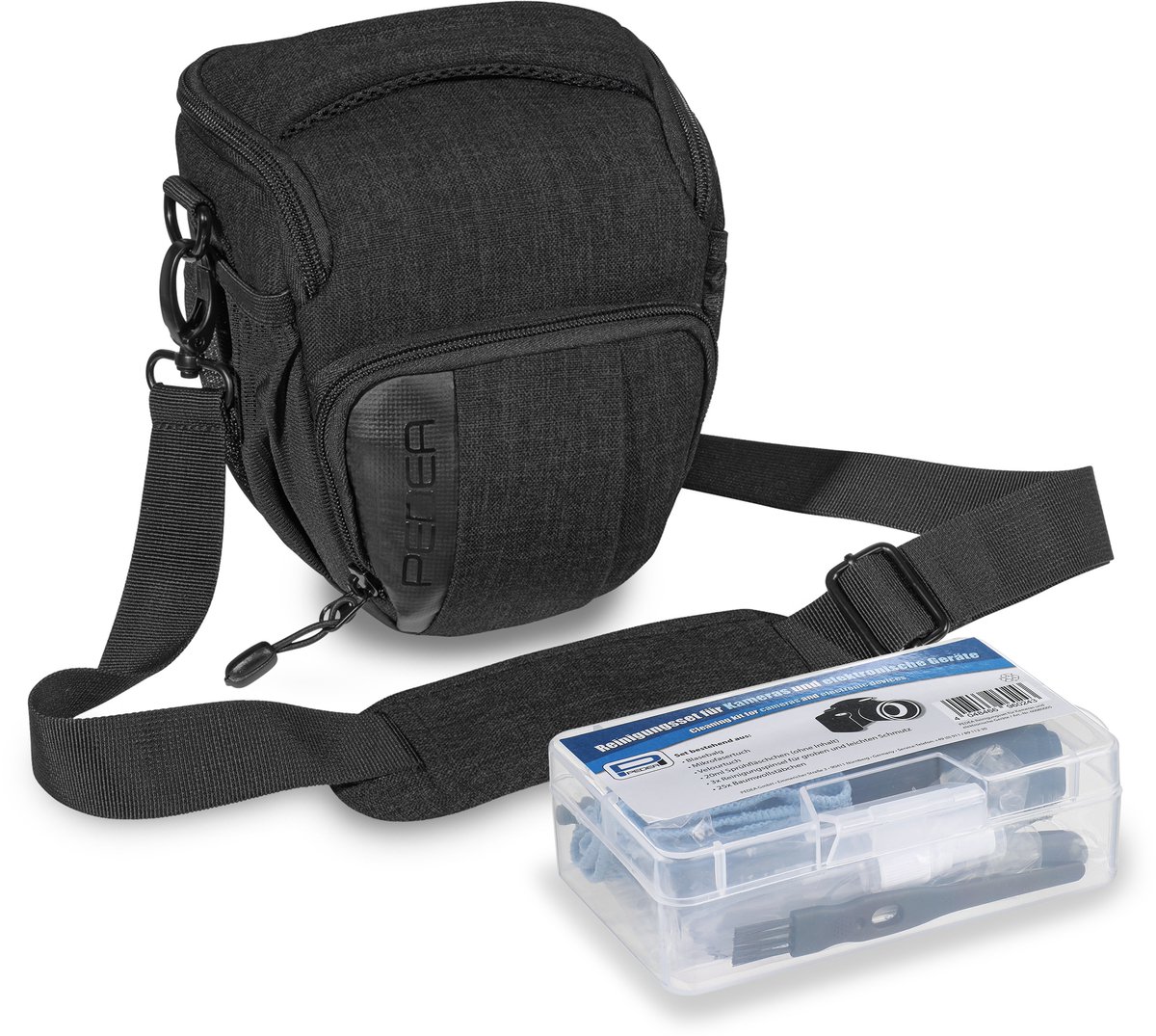 PEDEA Fashion Pro Black - Camera Holster Tas Medium + Reinigingsset