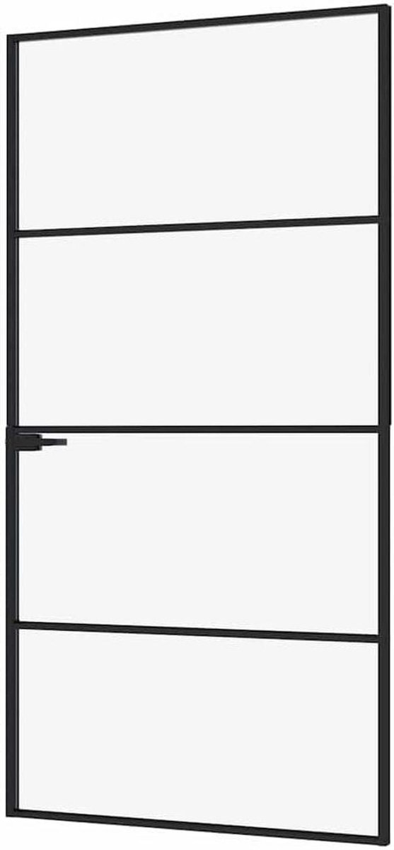 Binnendeur Glas - Aluminium deur - Ruimte scheiden - Gehard glas - 102x2015 cm - Zwart