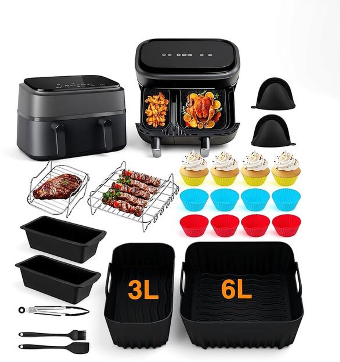 Maison Elara 28-delige airfryer-accessoireset voor dual basket airfryer