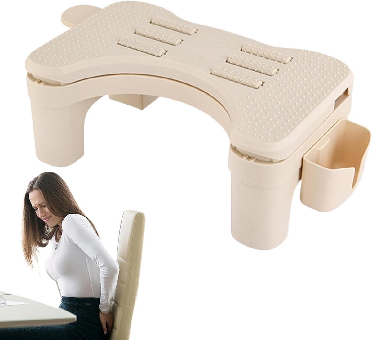 Voetsteun Bureau - Voetenbankje Kruk - Ergonomisch Zitten - Verstelbare Hoogte - 45x24.5x16cm - Zwart