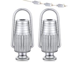 Set van 2 waslijnspanners, metalen waslijnkatrollen, zware aluminium waslijnspanners, geschikt voor katrollen en vaste waslijnen voor huishoudelijk gebruik.