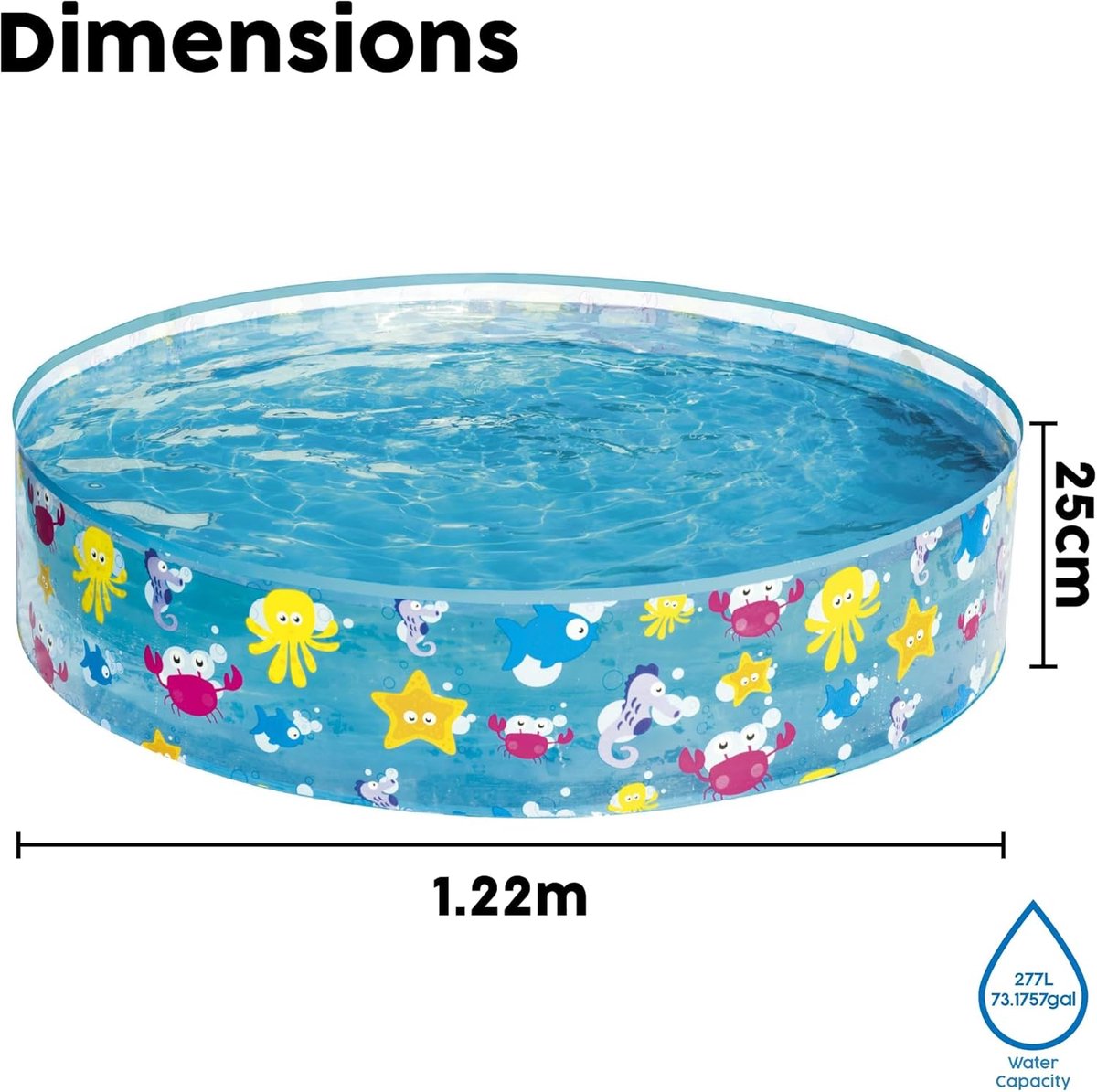 Speelzwembad-kinderzwembad - Zwembad voor kinderen - Zwembad in de grond - Buitenbad voor in de tuin - Blauw - 120x25cm — afbeelding 2