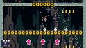 Mario springt in een donkere grot met pratende paddenstoelen en gouden munten.