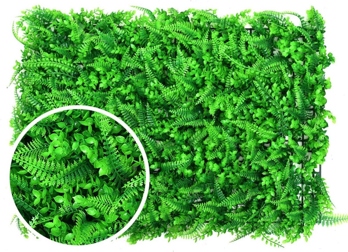 Kunstgras panelen - Groene muur - Tuin decoreren - Onderhoudsarm en UV-bestendig - 12 stuks - Groen