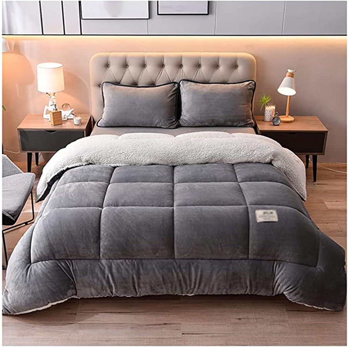 ZTGL Elegant Comfortable Heavy Winter Duvet, Super Soft Warm Double-Sided Velvet Thick Blanket, Reversible Down Alternative Micro Suede Bed Duvet Core for Cold Weather,C,200x230cm(4kg) thumbnail 6