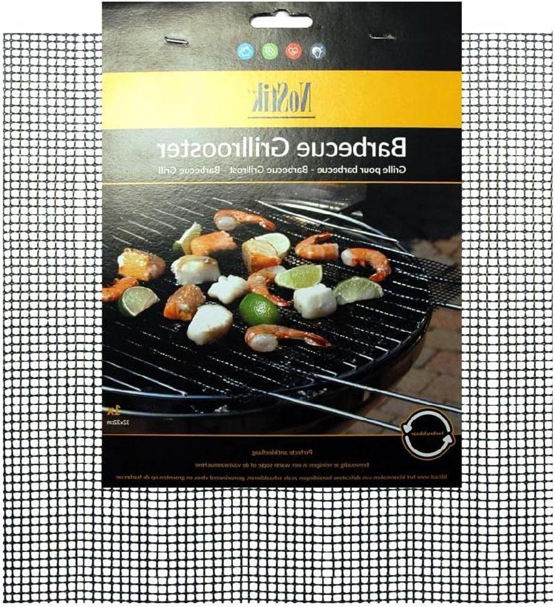 BBQ rooster - Grillmat - Zorgeloos grillen - Anti-aanbaklaag - 32x32cm - Blauw