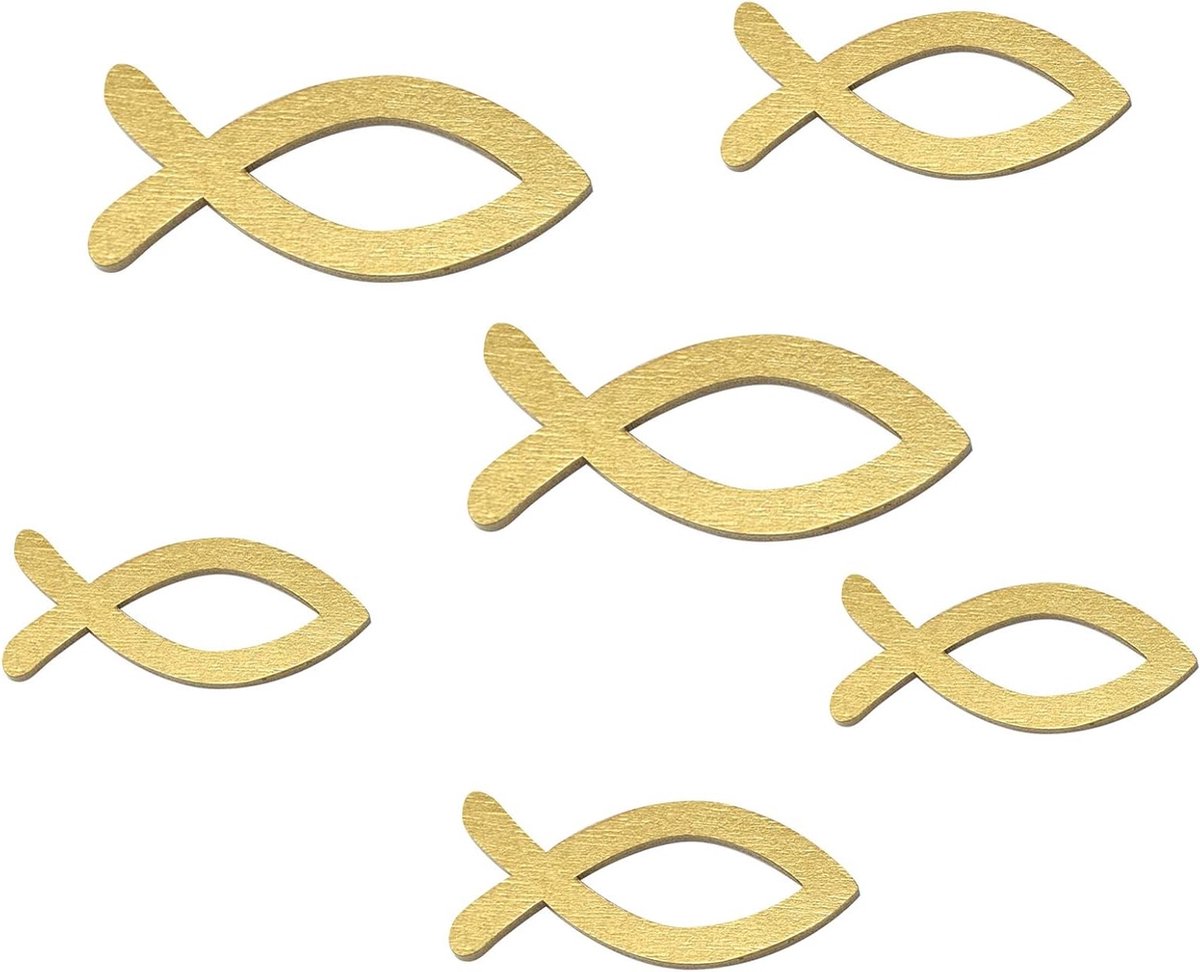 Houten Vissen Decoratie in Goud voor Tafelversiering, Communie, Bevestiging en Doop, Diverse Maten
