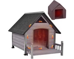 Hondenhok voor buiten met geïsoleerde voering, winterhok voor kleine en middelgrote honden met ijzeren frame, 100% geïsoleerd verwarmd hondenhok