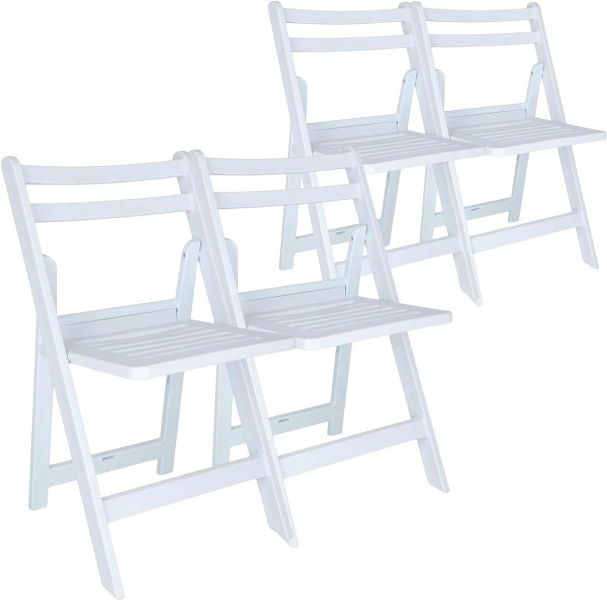 Klapstoelen Set - Zitplaatsen - Buiten Zitten - Geen Montage Nodig - 4 Stuks - Wit