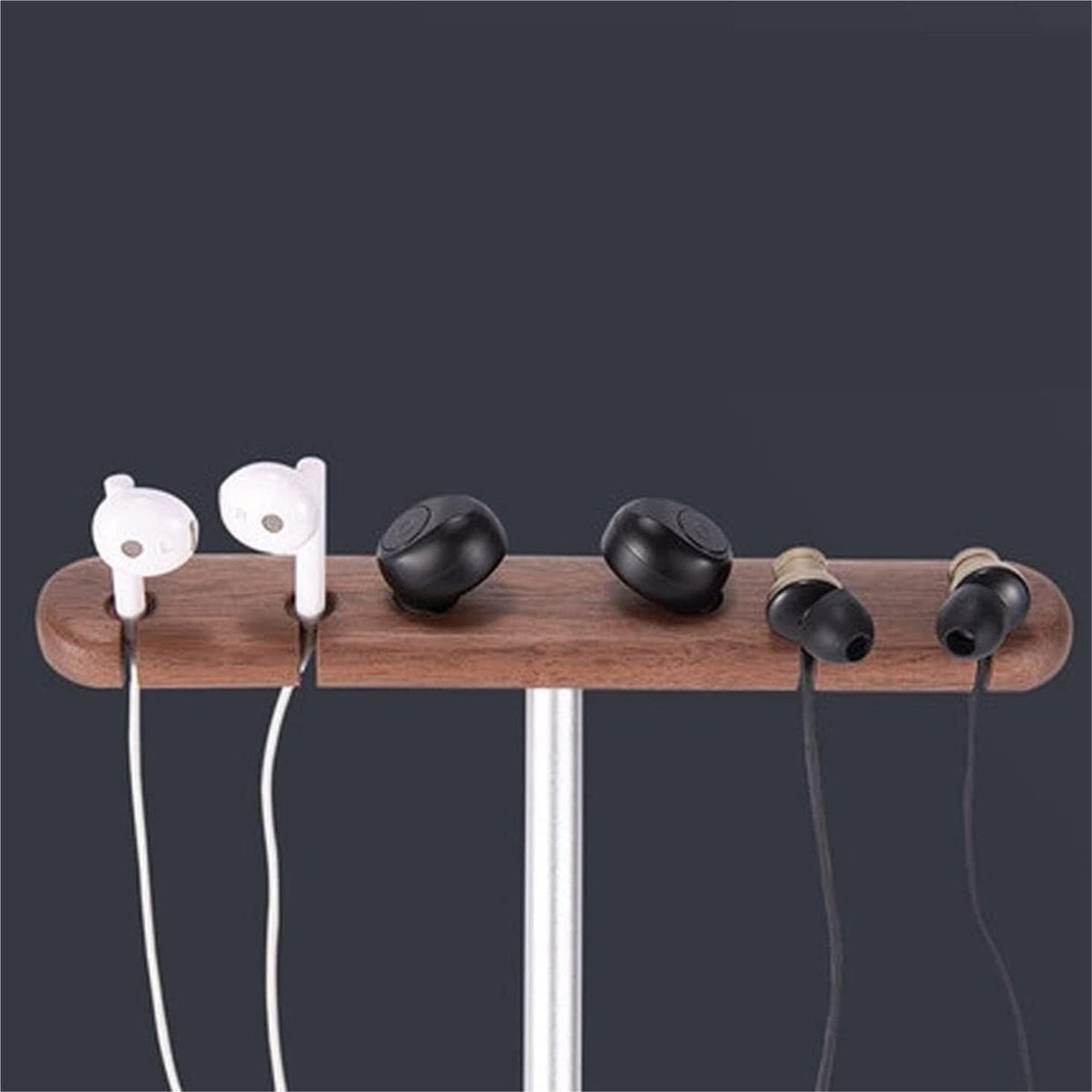 Hoofdtelefoonhouder Headsethouder Massief Houten Dubbele Oortelefoonstandaard Met Kronkelende Kolomstandaard Geschikt Voor Oordopjes Hoofdtelefoonstandaard (Color : A, Size : As shown) — cadeau in Gadgets - foto 3
