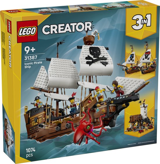 LEGO Creator 3in1 Klassiek Piratenschip Piraten Boot Speelgoed voor Kinderen 31387