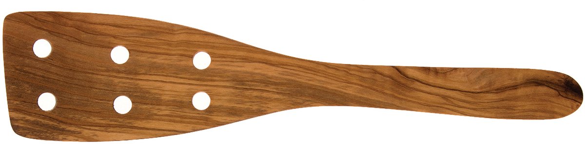 Rizes Wood - Pure Olive Wood - olijfhouten Spatel met gaten - Olijfhout - Smal - Spatel (30 cm) - Duurzaam!