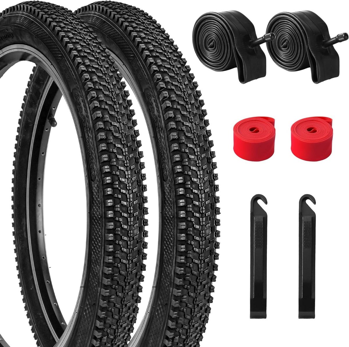 Fietsbanden en binnenbanden - Reserveonderdelen set - Onderhoud en reparatie - Offroad grip en lekbescherming - 24 inch - Zwart